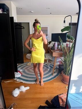 Alice and Olivia Yellow Satin Slip Dress